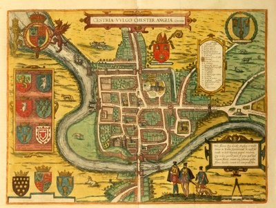 Carte de Chester de Civitates Orbis Terrarum par Georg Braun - Georg Braun and Hogenberg Franz