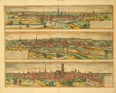 Carte de Hertogenbosch, Louvain et Malines du Civitates Orbis Terrarum par Georg Braun - Georg Braun and Hogenberg Franz