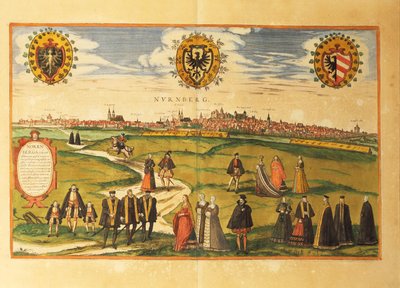 Carte de Nuremberg de Civitates Orbis Terrarum par Georg Braun - Georg Braun and Hogenberg Franz