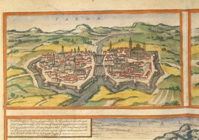 Carte de Parme du Civitates Orbis Terrarum par Georg Braun - Georg Braun and Hogenberg Franz