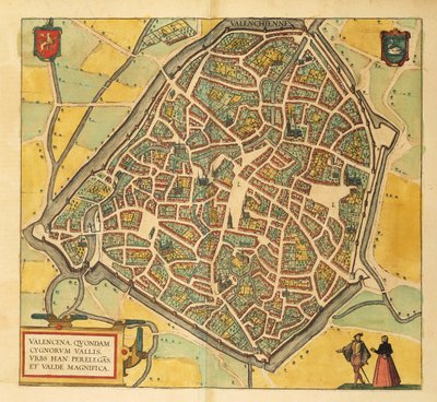 Carte de Valenciennes de Civitates Orbis Terrarum par Georg Braun - Georg Braun and Hogenberg Franz