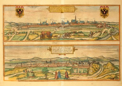 Carte de Vienne et Buda du Civitates Orbis Terrarum par Georg Braun - Georg Braun and Hogenberg Franz