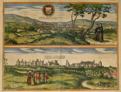 Carte de Windsor et Oxford de Civitates Orbis Terrarum par Georg Braun - Georg Braun and Hogenberg Franz