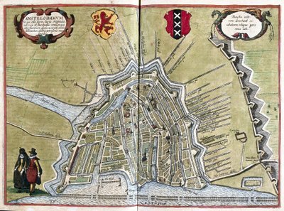 Amsterdam, Pays-Bas (gravure) - Georg Braun and Hogenberg Franz