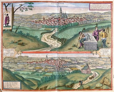 Caslav (Bohême) et Chomutov, République tchèque (gravure) - Georg Braun and Hogenberg Franz