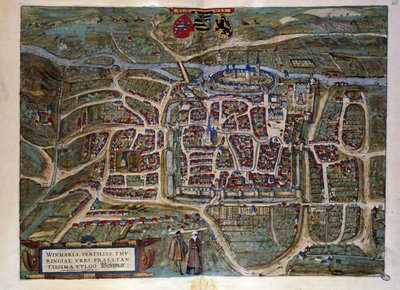 Carte de la ville allemande de Weimar. Gravure de l