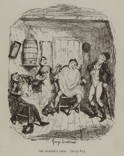 Le salon de coiffure (gravure) - George (after) Cruikshank