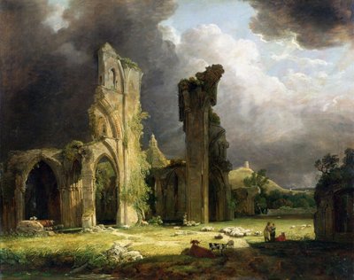 Abbaye de Glastonbury avec le Tor au-delà - George Arnald