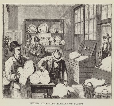 Acheteurs examinant des échantillons de coton - George Augustus Sala