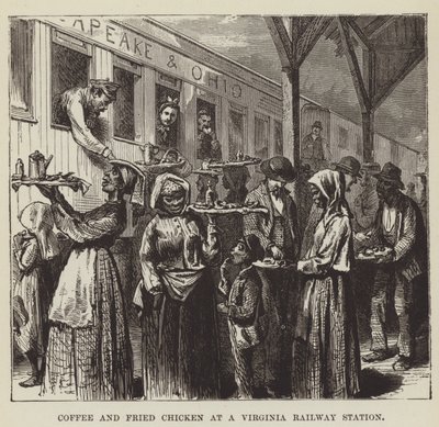 Café et poulet frit à une gare ferroviaire en Virginie - George Augustus Sala