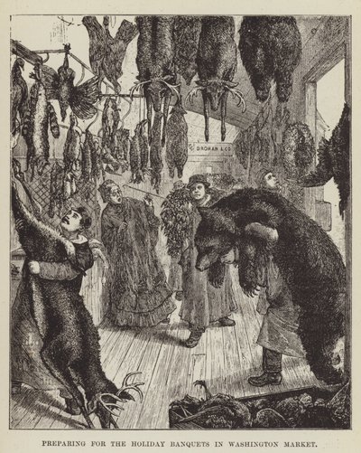 Préparation des banquets de vacances au marché de Washington - George Augustus Sala