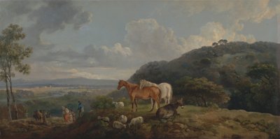 Matin : Paysage avec juments et moutons - George Barret