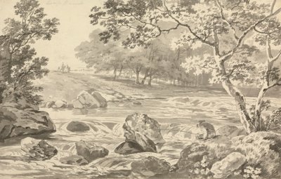 Rivière avec pêcheur - George Barret