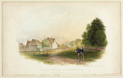 Les bâtiments de la mission à la station de Kuruman - George Baxter