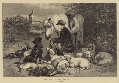 Garçon de chien et Clumber Spaniels - George Bouverie Goddard