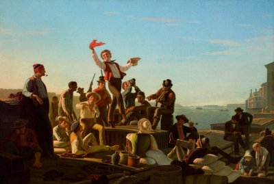 Jolly Flatboatmen au port - George Caleb Bingham