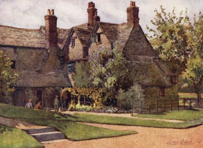Oxford : Les Cottages, Trinity College (lithographie en couleur) - George Carline