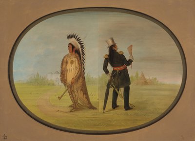 Chef Assinneboine avant et après la civilisation, 1861-1869 - George Catlin