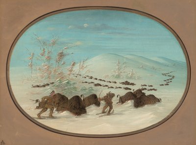 Chasse au bison dans les congères - Ojibbeway, 1861-1869 - George Catlin