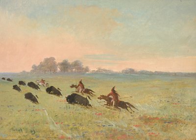 Les Indiens Comanches chassent les bisons - George Catlin