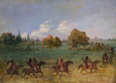 Le groupe de guerre comanche en marche, entièrement équipé - George Catlin