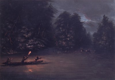 Chasse au cerf à la lueur des torches en canoë d