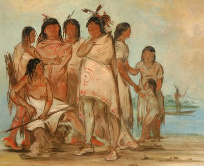 Du-cór-re-a, chef de la tribu, et sa famille - George Catlin
