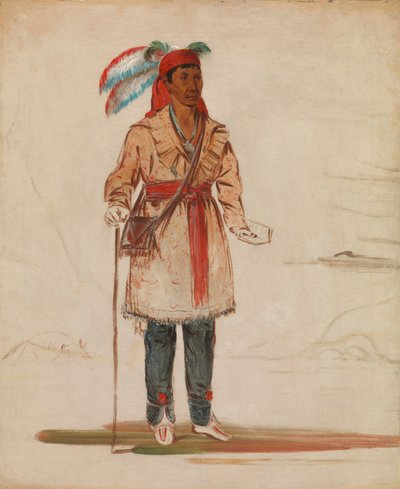 Ee-tów-o-kaum, des deux côtés de la rivière, chef de la tribu - George Catlin