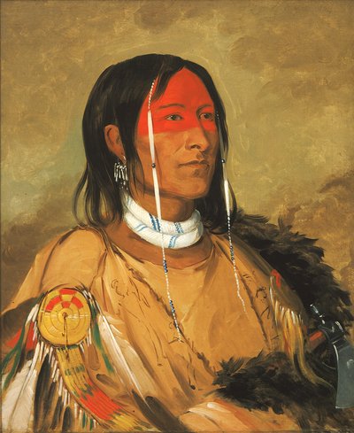 Eeh-tow-wées-ka-zeet, Celui qui a des yeux derrière lui aussi connu sous le nom de Bras cassé, un brave éminent, 1832 - George Catlin