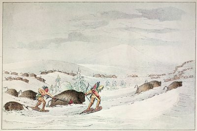 Chasse au bison en raquettes - George Catlin