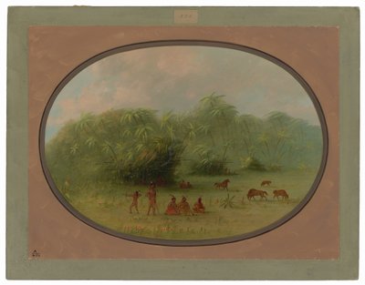 Indiens et chevaux dans la forêt - George Catlin