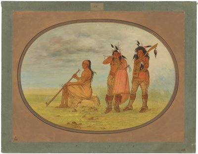 Vieux chef menomonie avec deux jeunes beaux - George Catlin