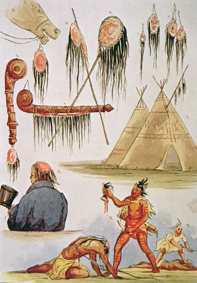 Scalpage et utilisation décorative des scalps - George Catlin