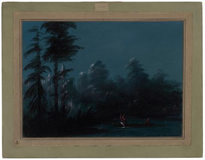 Pêche à la lance au clair de lune - Chaco - George Catlin