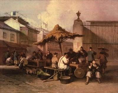 Un groupe de Chinois mangeant à l