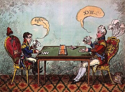 Une partie de cribbage ou le dernier mélange de Boney par George Cruikshank, 6 juin 1814 (gravure) - George Cruikshank