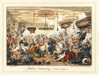 Marins anglais buvant et dansant dans un pub, époque napoléonienne, 1829 - George Cruikshank