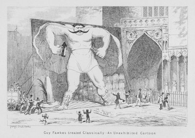 Guy Fawkes traité classiquement, un dessin non exposé (gravure) - George Cruikshank
