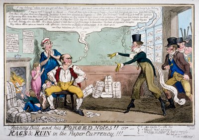 Johnny Bull et ses billets contrefaits!!!, 1819 - George Cruikshank