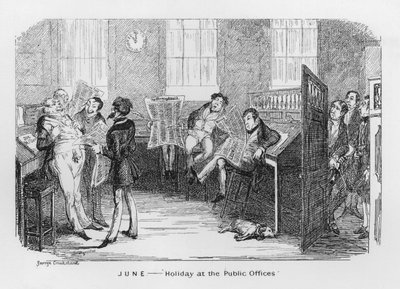 Juin, vacances aux bureaux publics - George Cruikshank