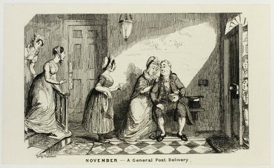 Novembre - Une livraison postale générale en opposition aux gravures sur acier de George Cruikshank aux Almanachs comiques : 1835-1853 - George Cruikshank