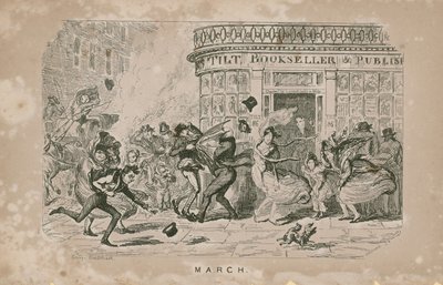 Les gens luttent contre les vents violents - George Cruikshank