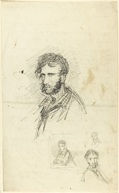 Autoportrait avec trois croquis - George Cruikshank