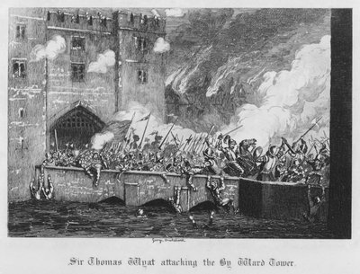 Sir Thomas Wyat attaquant la Tour By Ward (gravure) - George Cruikshank