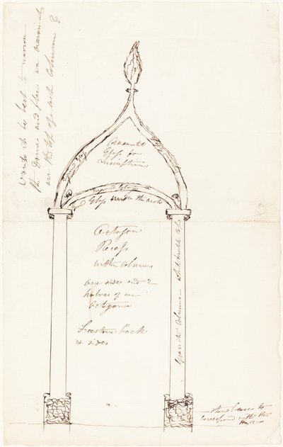 Croquis de Recoin Octogonal avec Colonnes - George Cruikshank