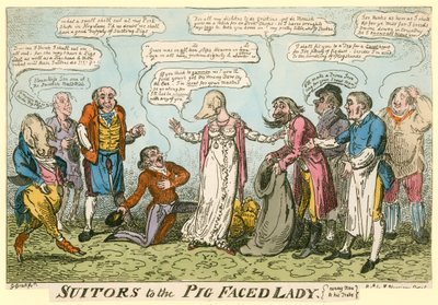 Prétendants de la dame au visage de cochon de Manchester Square, Londres - George Cruikshank