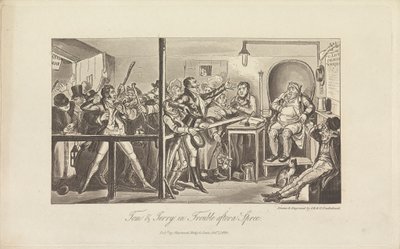 Tom et Jerry en difficulté après une virée - George Cruikshank