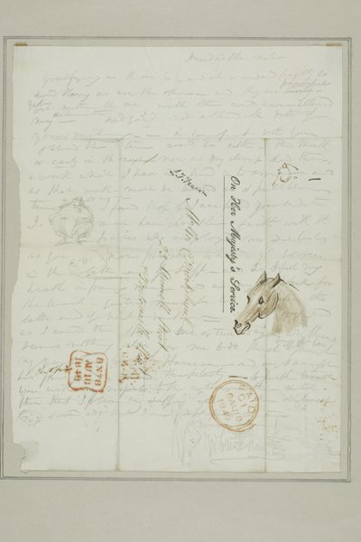 Sans titre (lettre de Cruikshank avec croquis d