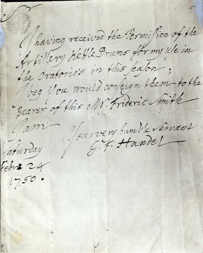Lettre de George Frederick Handel datée du 24 février 1750 - George Frederick Handel