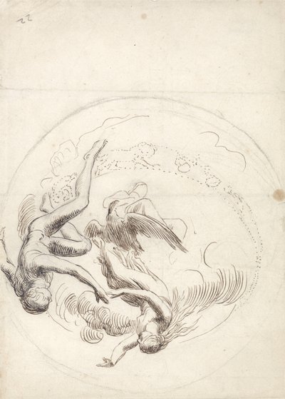 Étude pour une décoration de plafond circulaire (encre brune et graphite) - George Frederick Watts